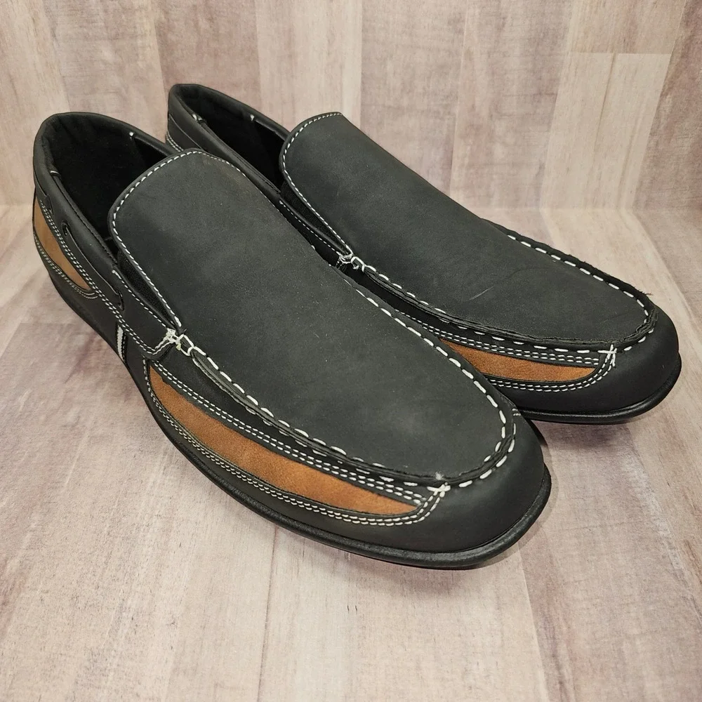 Tim Evans England Mens Loafers Black Brown Driving Shoes Moc Toe Slip On Sz 13